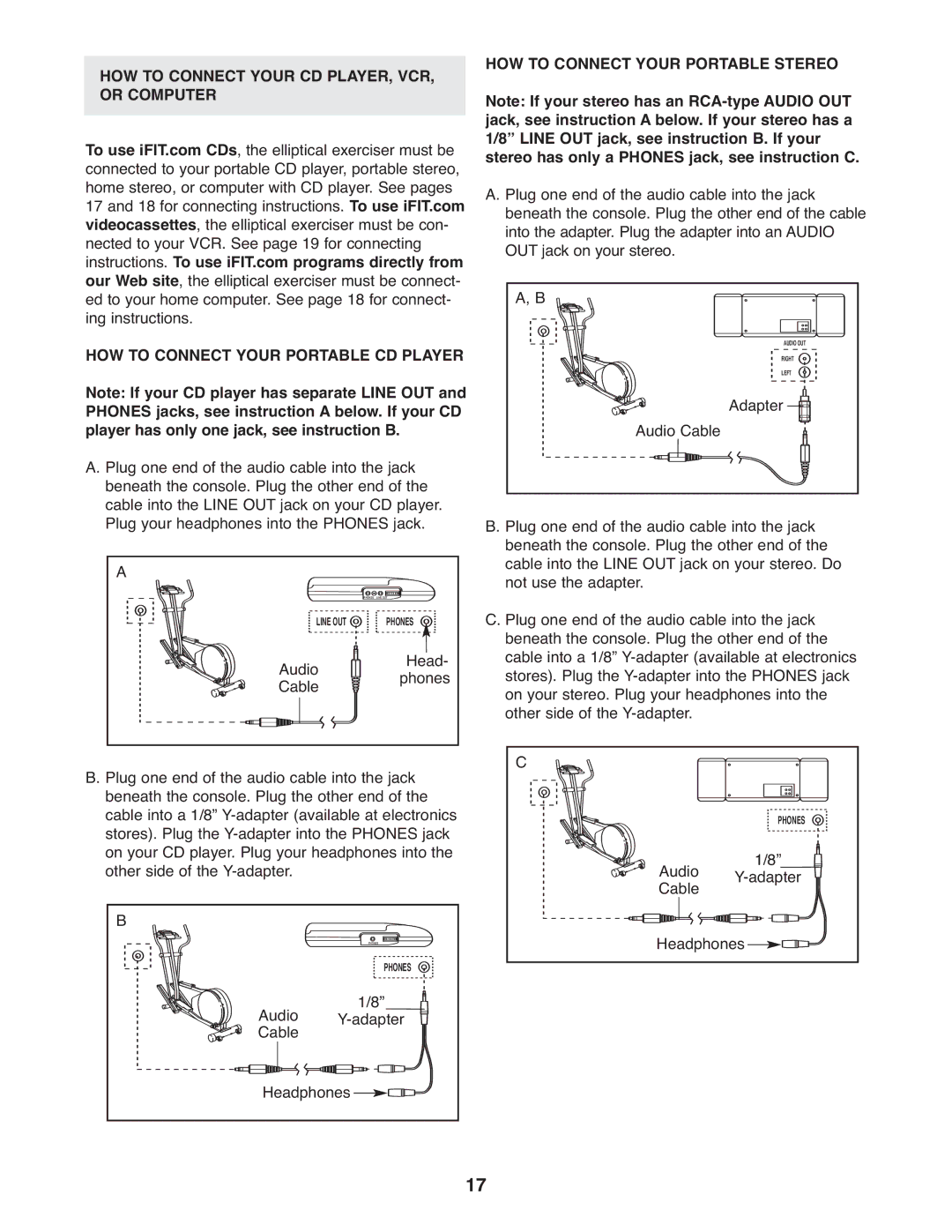 Reebok Fitness RBCCEL5906.0 manual HOW to Connect Your CD PLAYER, VCR, or Computer 