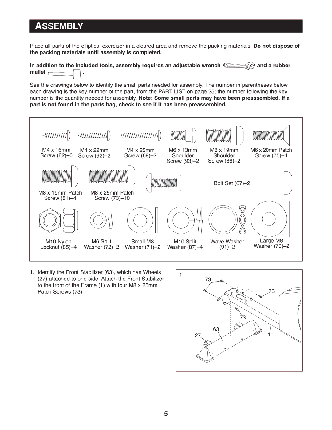 Reebok Fitness RBCCEL5906.0 manual Assembly 