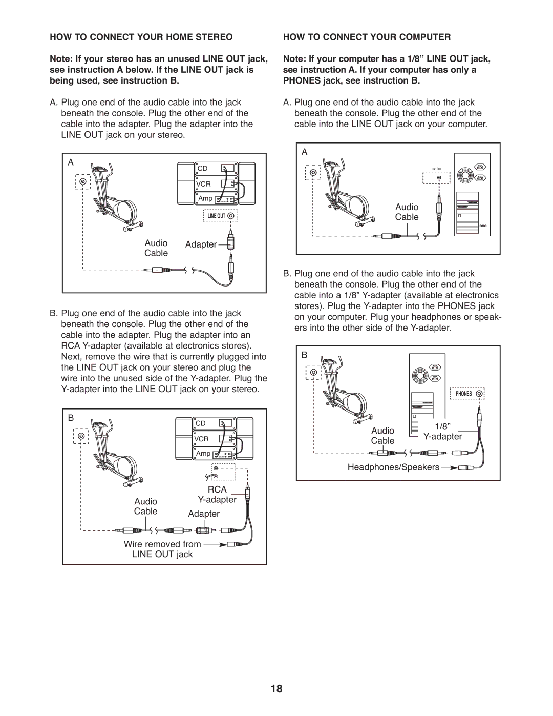 Reebok Fitness RBCCEL79021 manual HOW to Connect Your Home Stereo, HOW to Connect Your Computer 