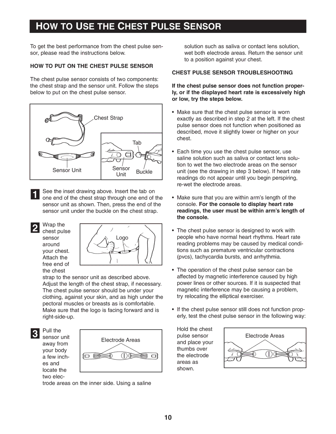 Reebok Fitness RBCCEL79022 manual HOW to USE the Chest Pulse Sensor, HOW to PUT on the Chest Pulse Sensor 