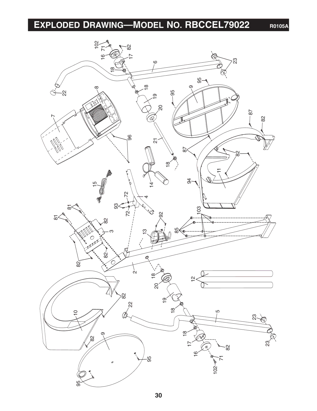 Reebok Fitness manual Exploded D, RAWING-MODEL NO. RBCCEL79022 