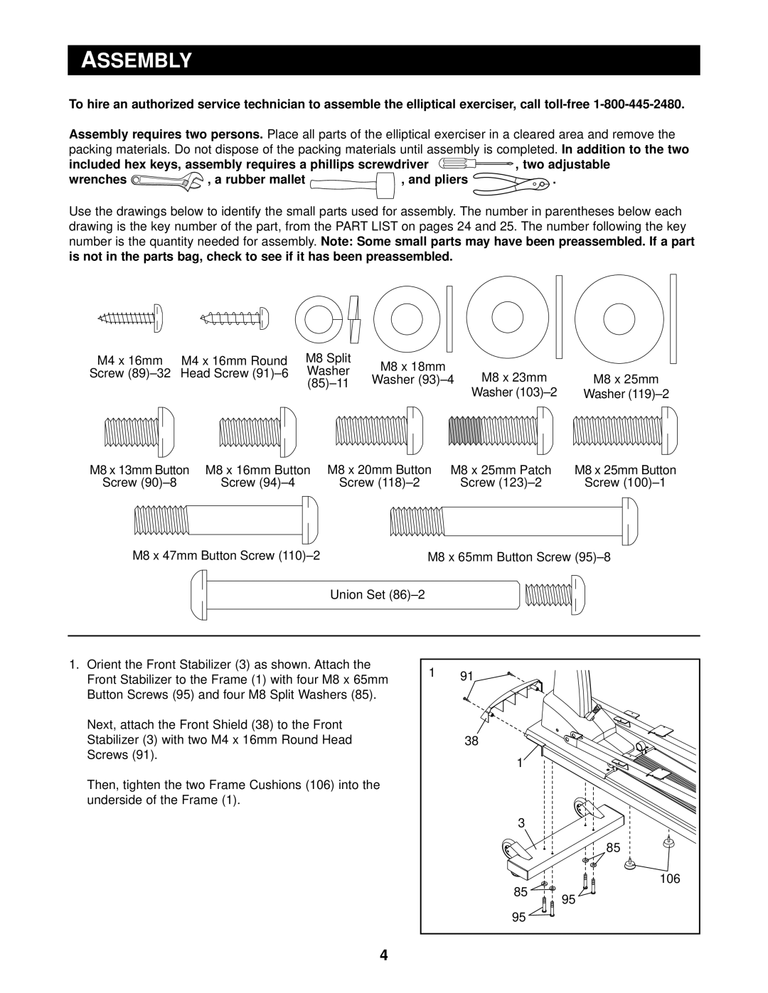 Reebok Fitness RBE0995.1 manual Assembly 