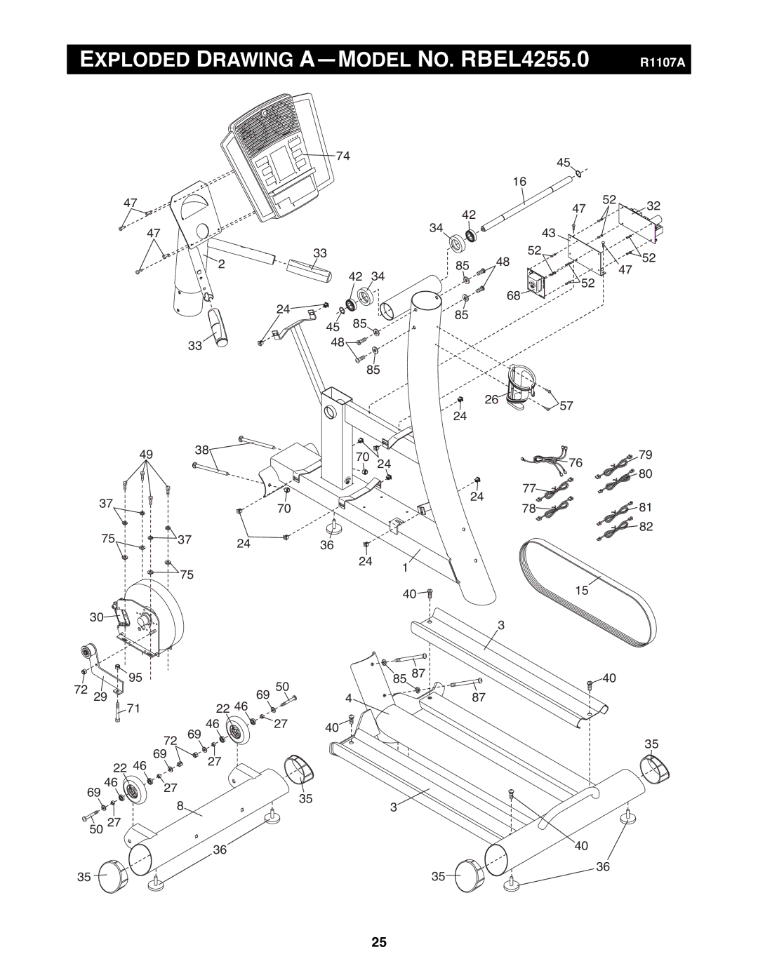 Reebok Fitness manual Exploded Drawing A-MODEL NO. RBEL4255.0 