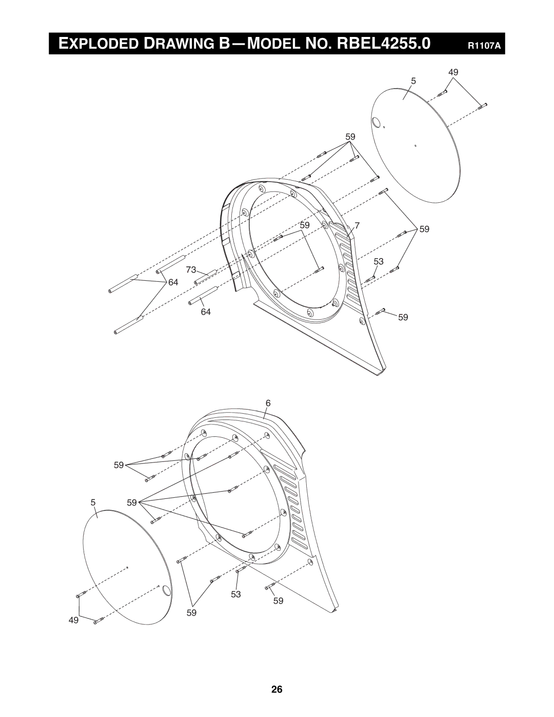 Reebok Fitness manual Exploded Drawing B-MODEL NO. RBEL4255.0 