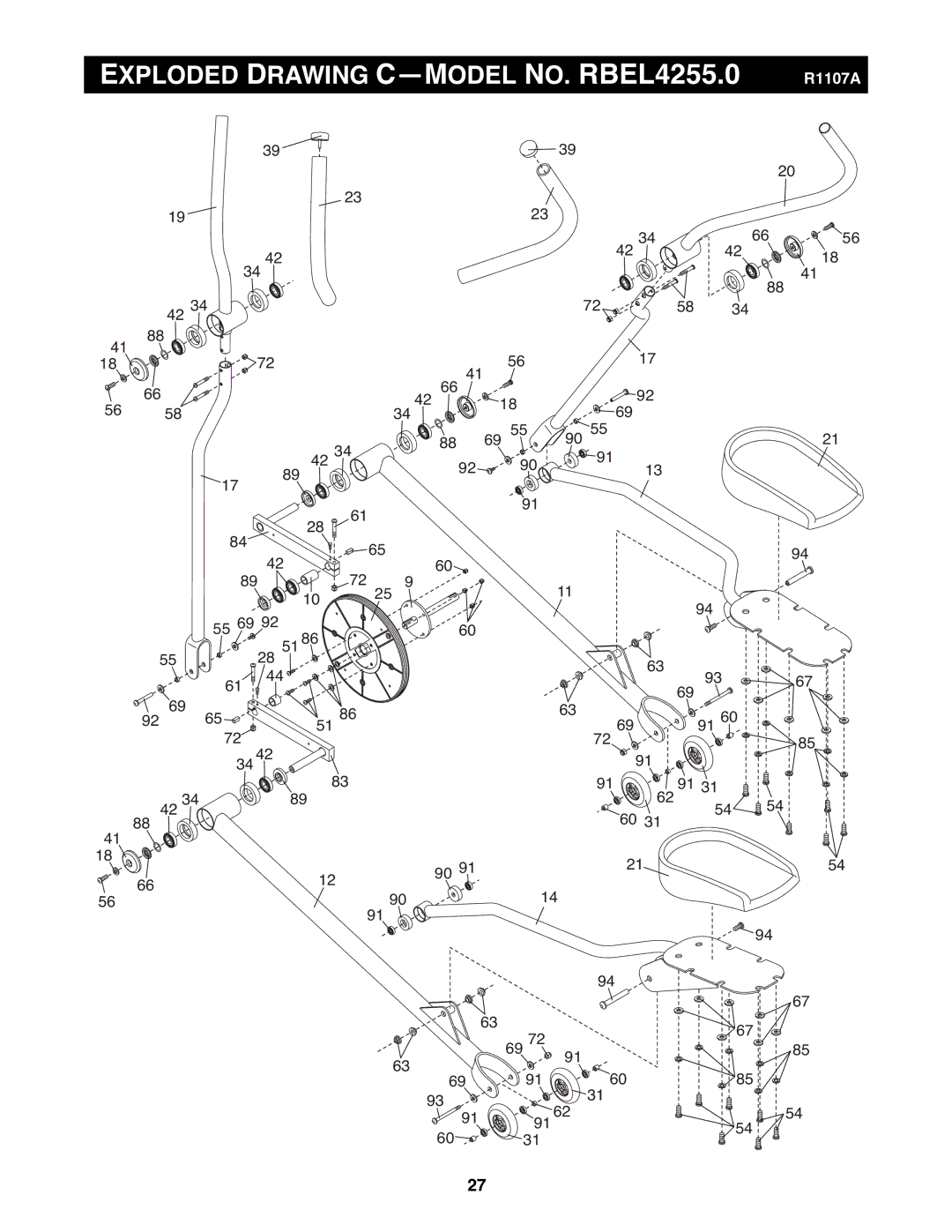 Reebok Fitness manual Exploded Drawing C-MODEL NO. RBEL4255.0 