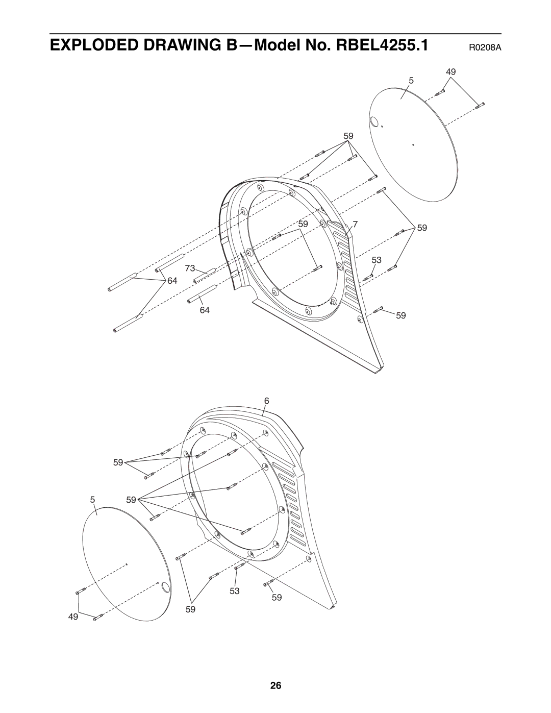 Reebok Fitness manual Exploded Drawing B-Model No. RBEL4255.1 