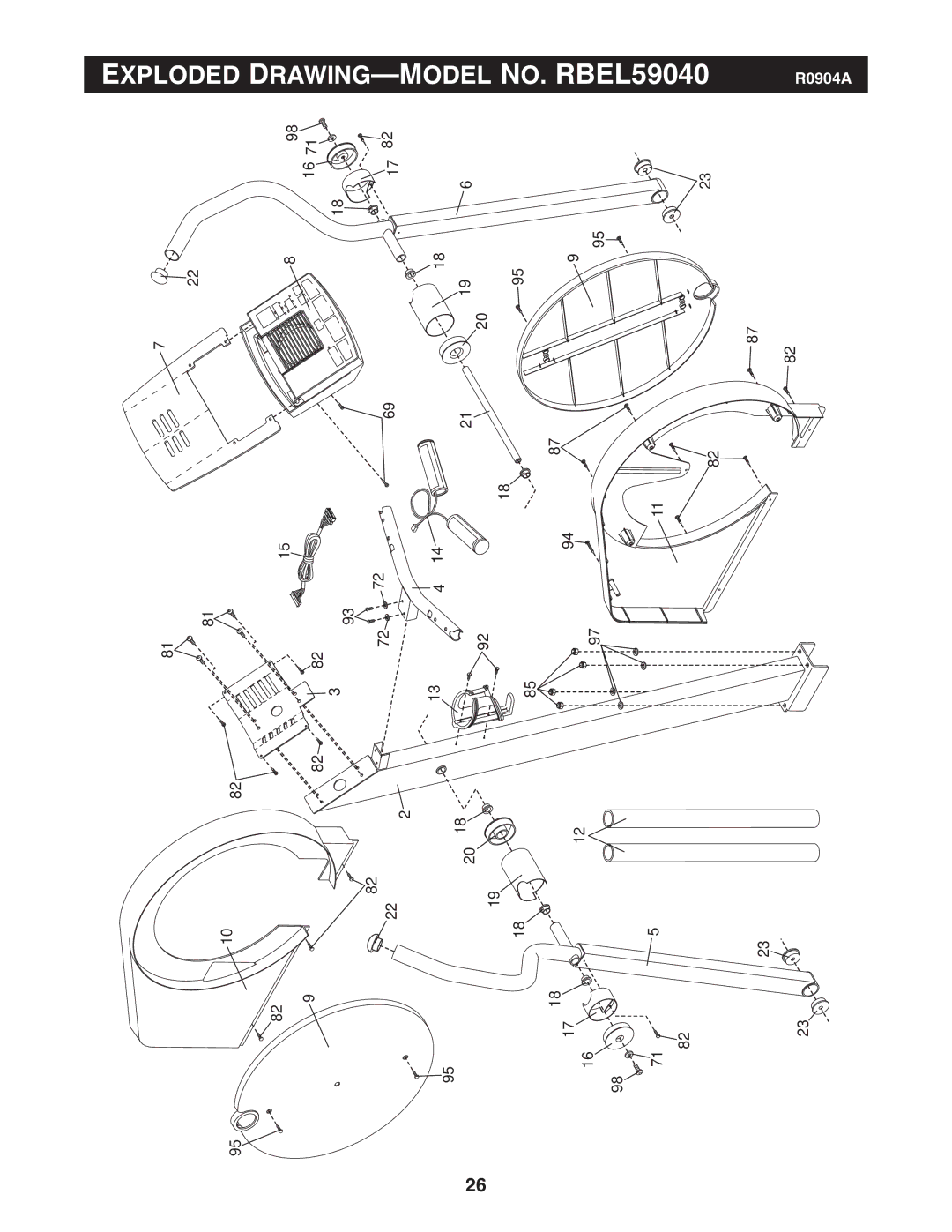 Reebok Fitness RBEL59040 manual Exploded DRAWING-MODEL no 