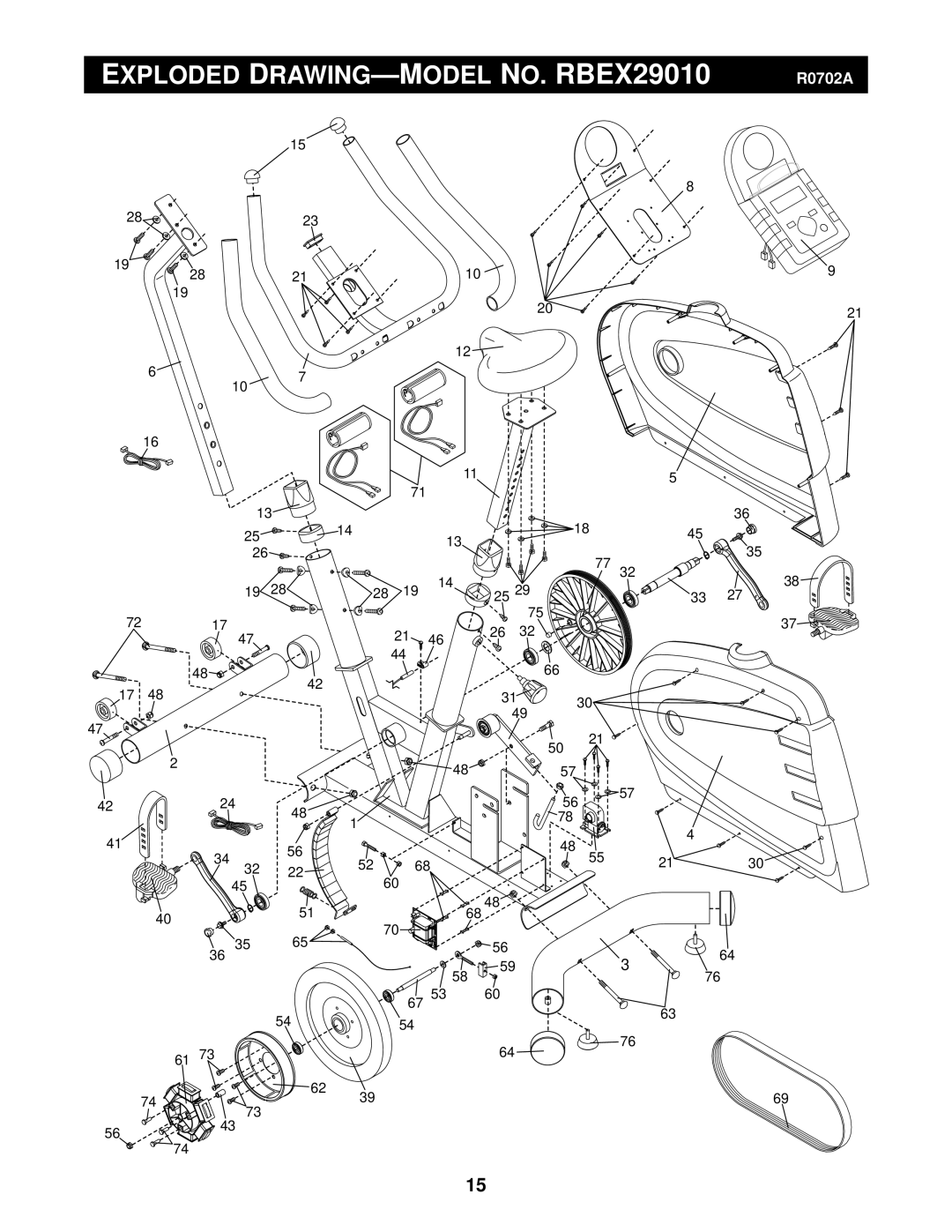 Reebok Fitness manual Exploded DRAWING-MODEL NO. RBEX29010 