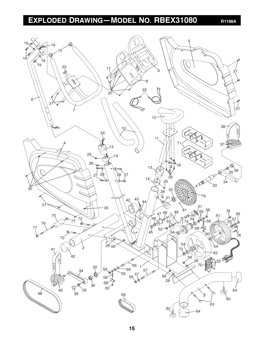 Reebok Fitness CYC4 manual Exploded Drawingñmodel NO. RBEX31080 