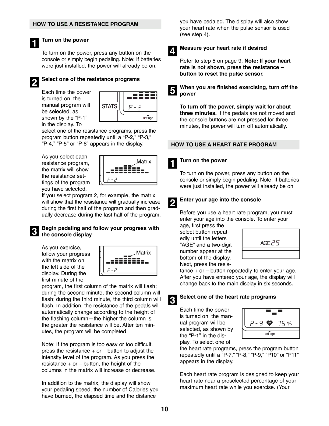 Reebok Fitness RBEX31090 manual HOW to USE a Resistance Program, HOW to USE a Heart Rate Program 