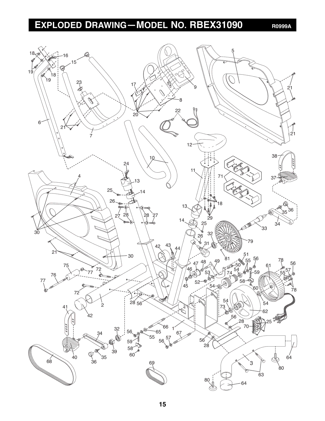 Reebok Fitness manual Exploded Drawingñmodel NO. RBEX31090 