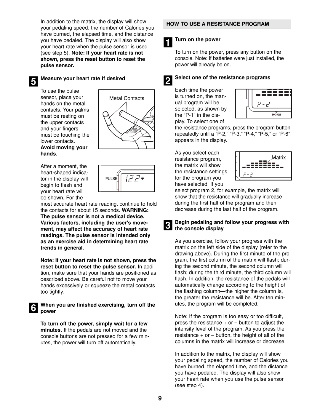 Reebok Fitness RBEX33190 Measure your heart rate if desired, HOW to USE a Resistance Program, Avoid moving your hands 