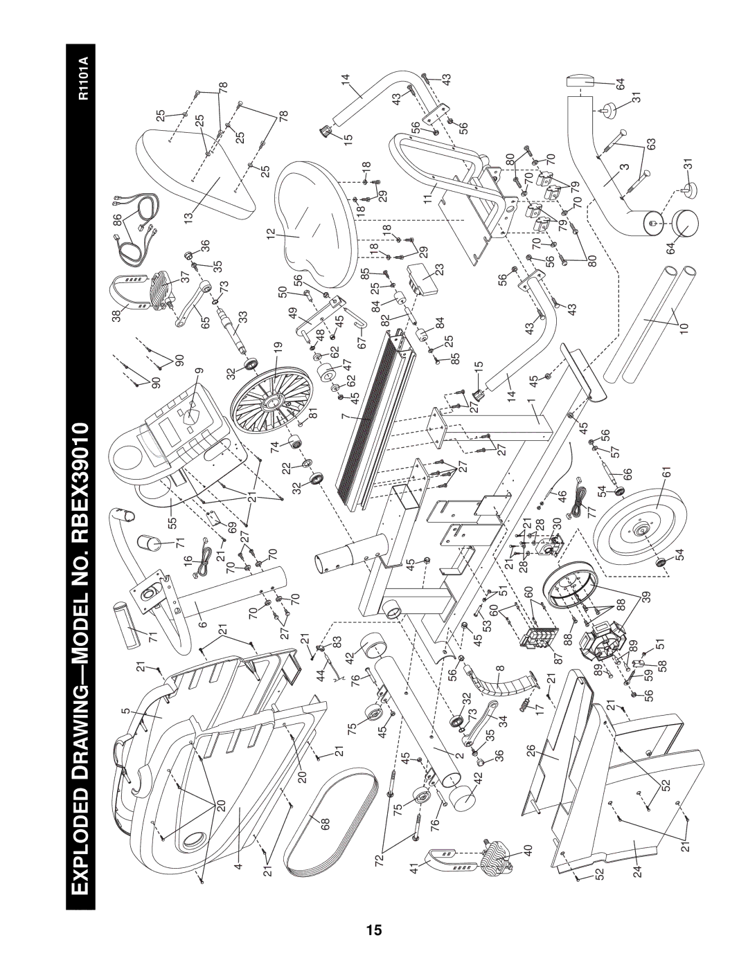 Reebok Fitness manual Exploded DRAWING-MODEL NO. RBEX39010 