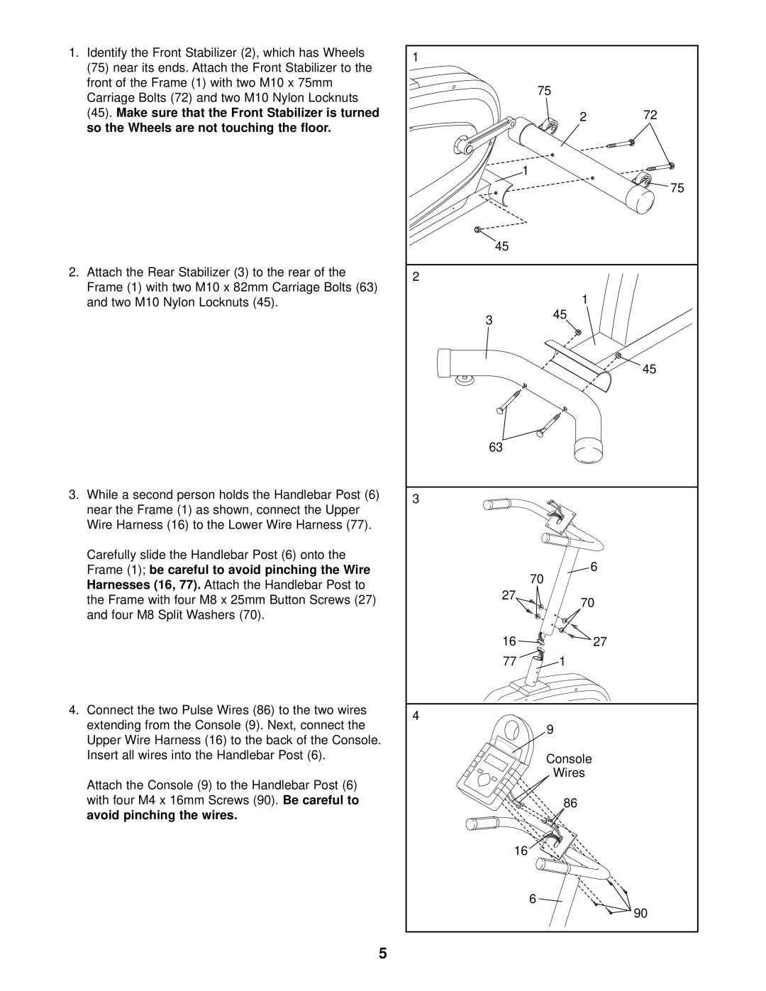 Reebok Fitness RBEX39011 manual Identify the Front Stabilizer 2, which has Wheels, So the Wheels are not touching the floor 