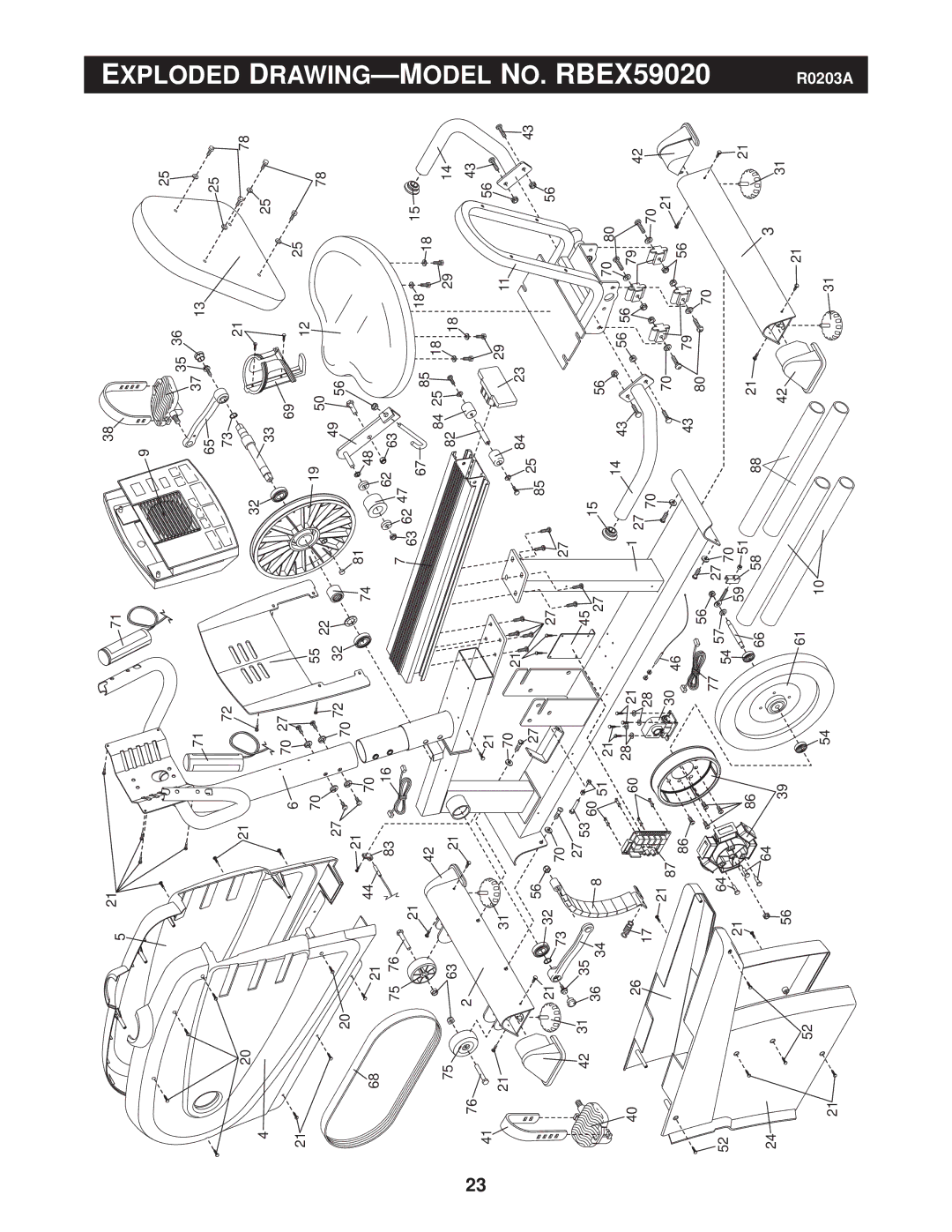 Reebok Fitness RBEX59020 manual DRAWING-M Odel no 