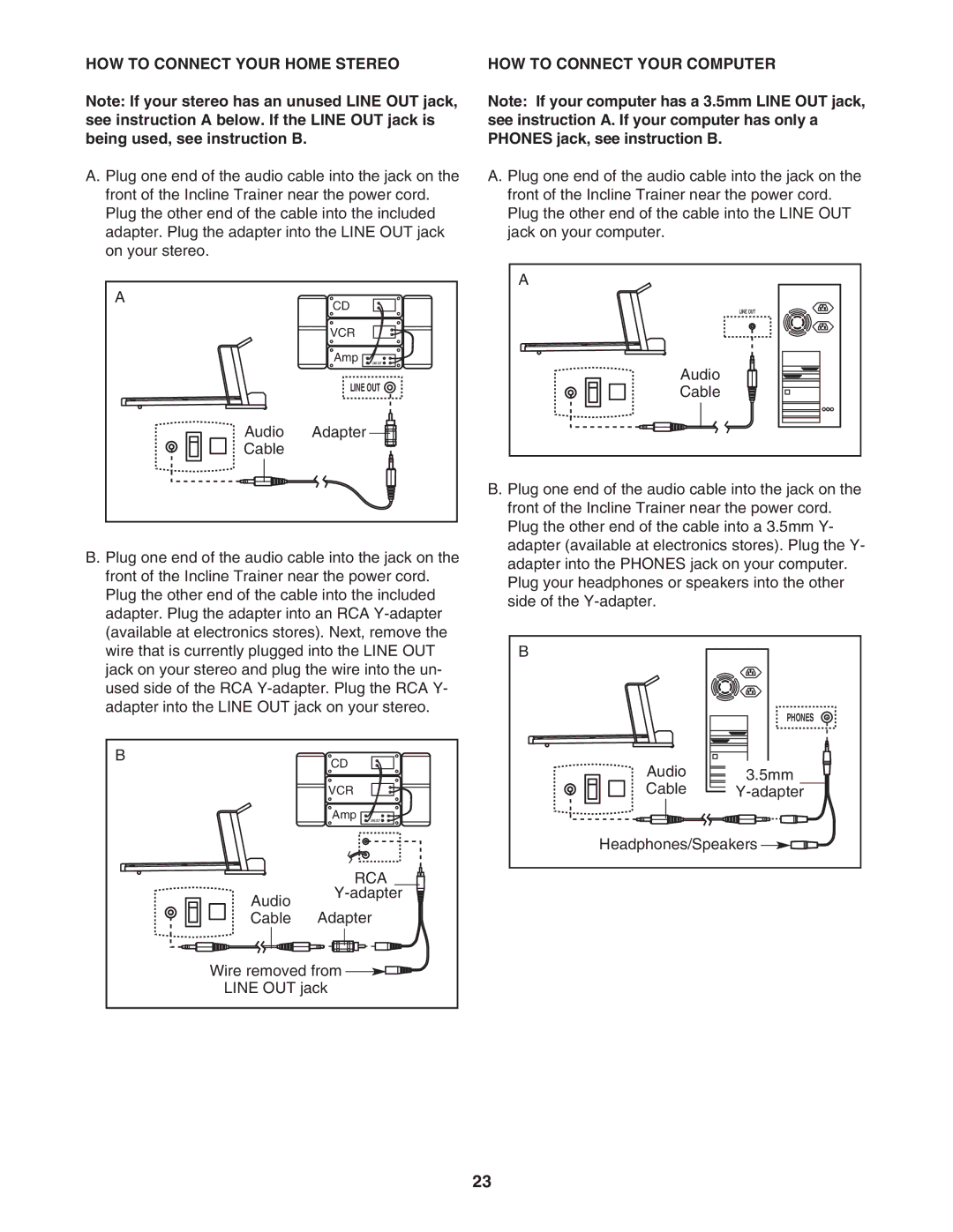 Reebok Fitness RBHK15305.0 manual HOW to Connect Your Home Stereo, HOW to Connect Your Computer 