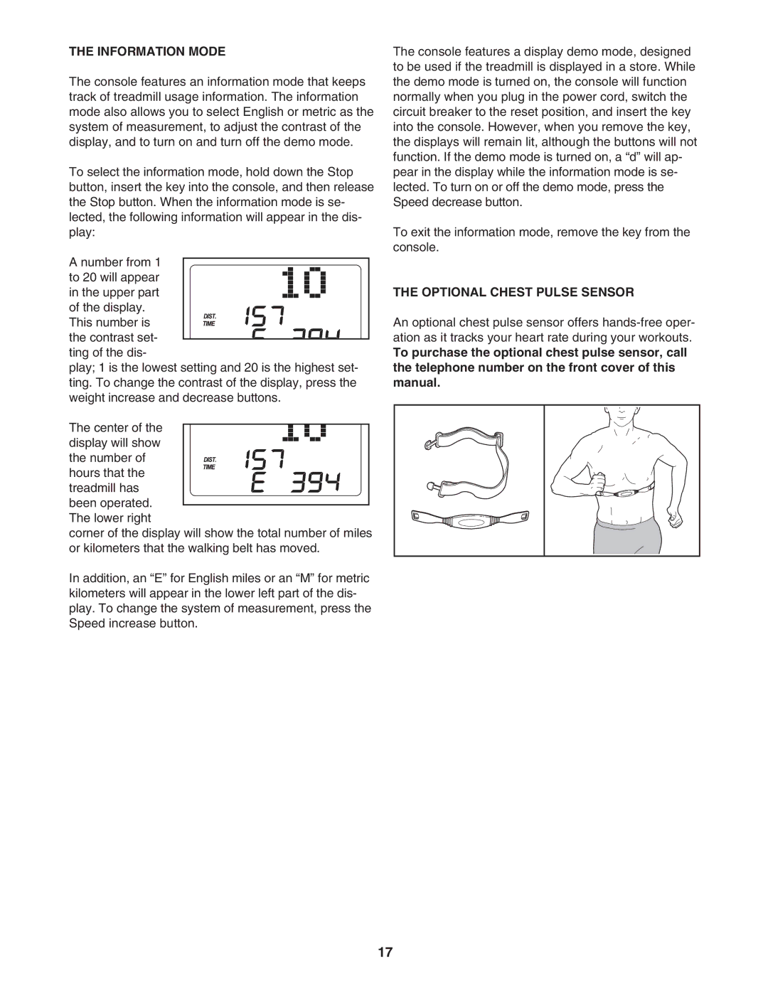 Reebok Fitness RBTL06008.0 manual Information Mode, Optional Chest Pulse Sensor 