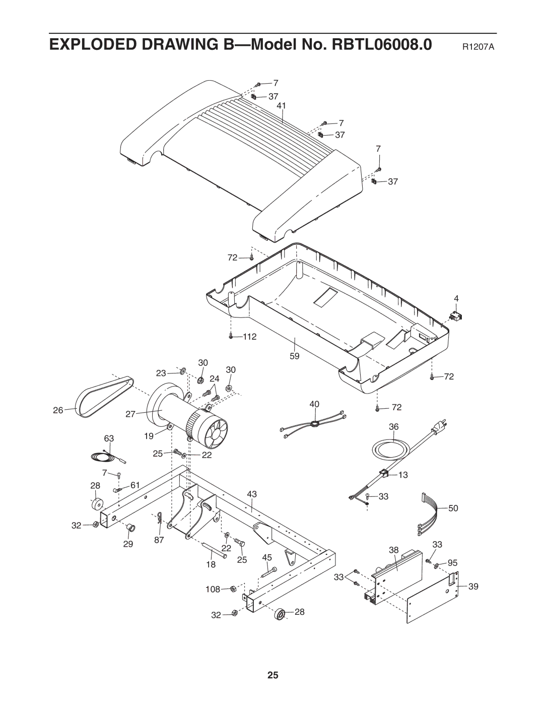 Reebok Fitness manual Exploded Drawing B-Model No. RBTL06008.0 R1207A 