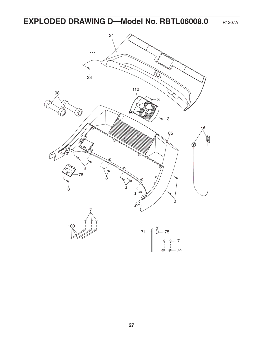 Reebok Fitness manual Exploded Drawing D-Model No. RBTL06008.0 R1207A 