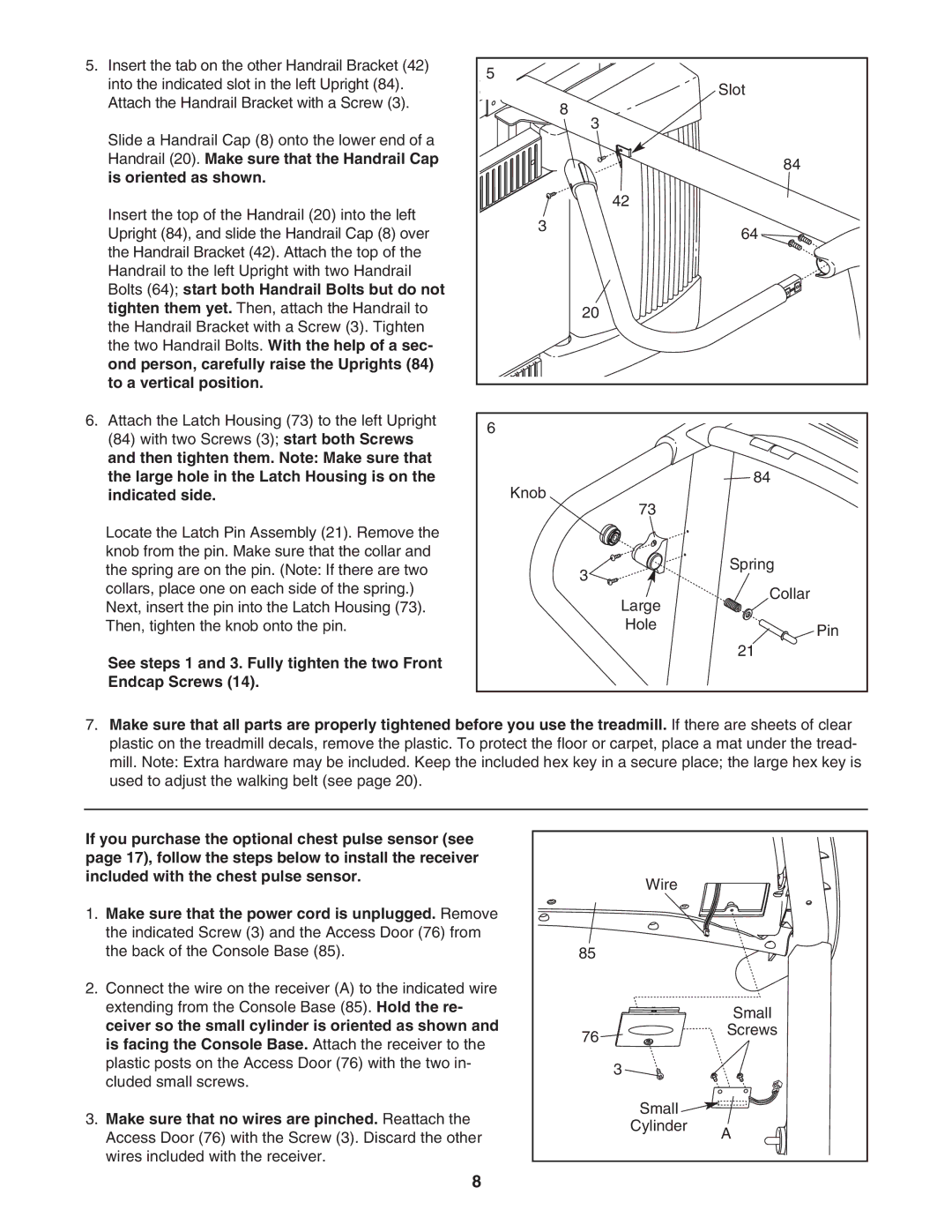 Reebok Fitness RBTL06008.0 manual See steps 1 and 3. Fully tighten the two Front Endcap Screws 