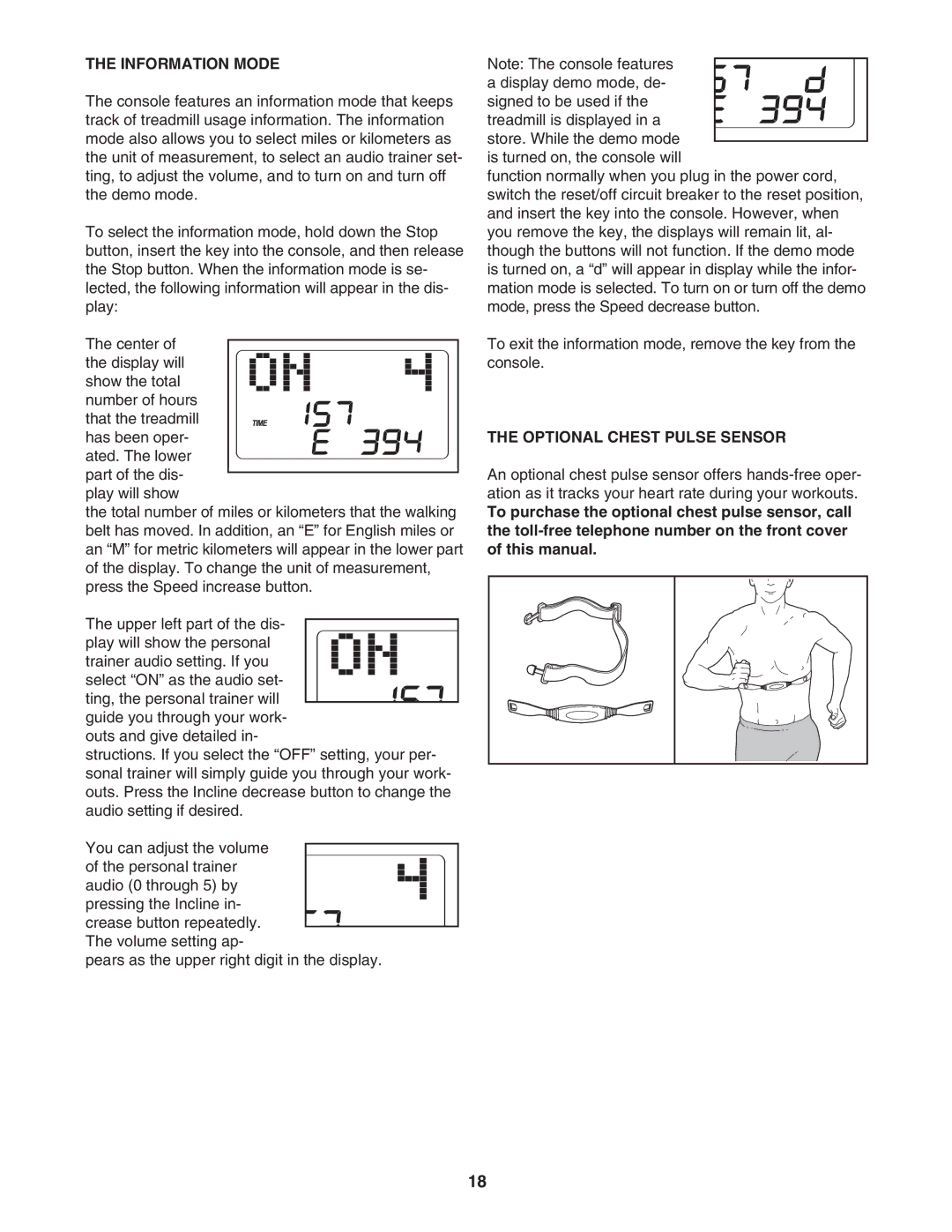 Reebok Fitness RBTL07107.0 manual Information Mode, Optional Chest Pulse Sensor 