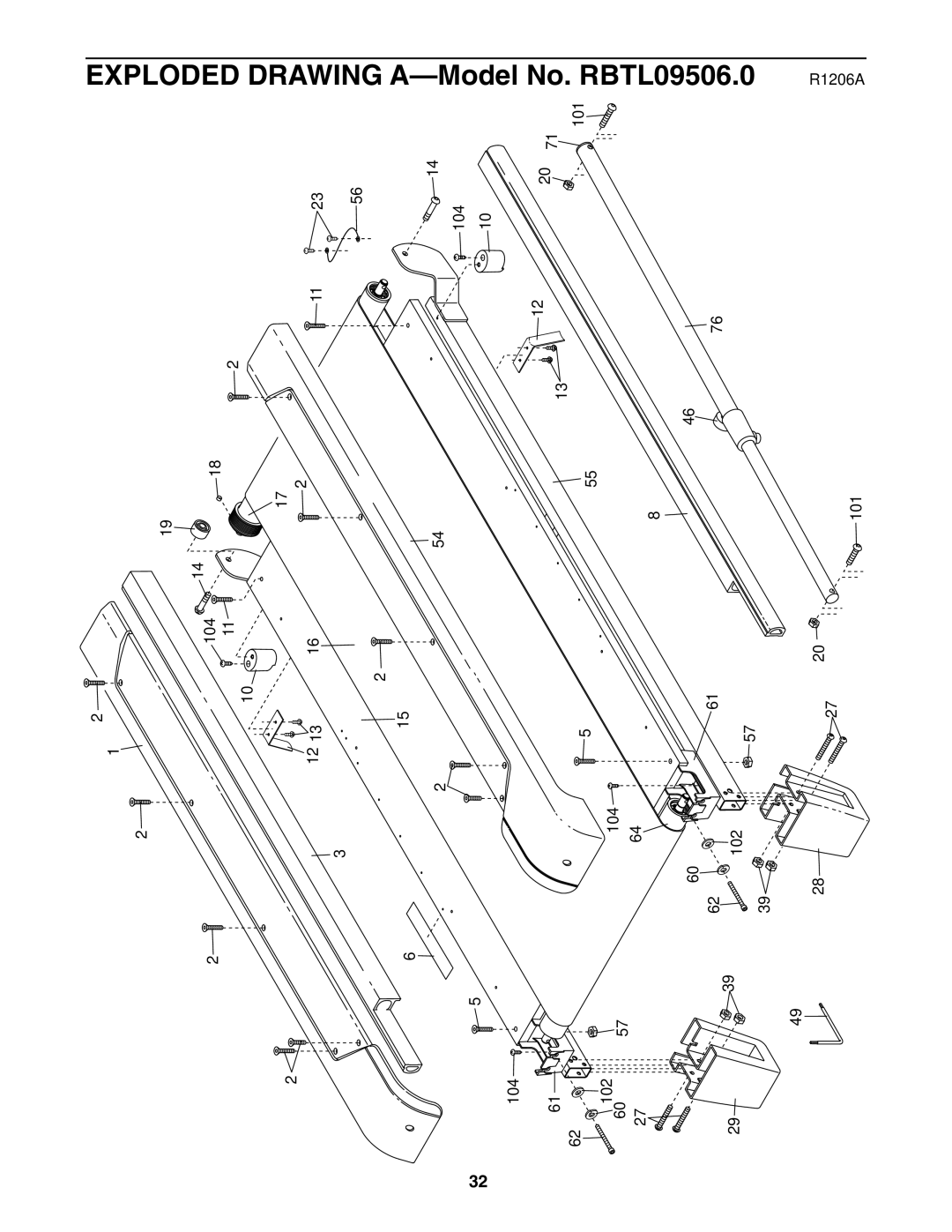 Reebok Fitness RBTL09506.0 manual Exploded 