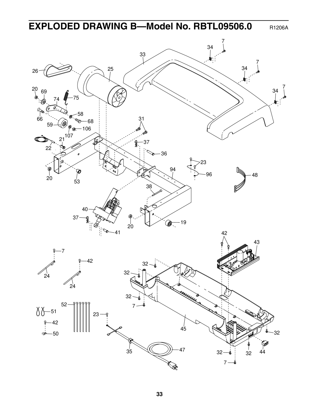 Reebok Fitness manual Exploded Drawing B-Model No. RBTL09506.0 R1206A 