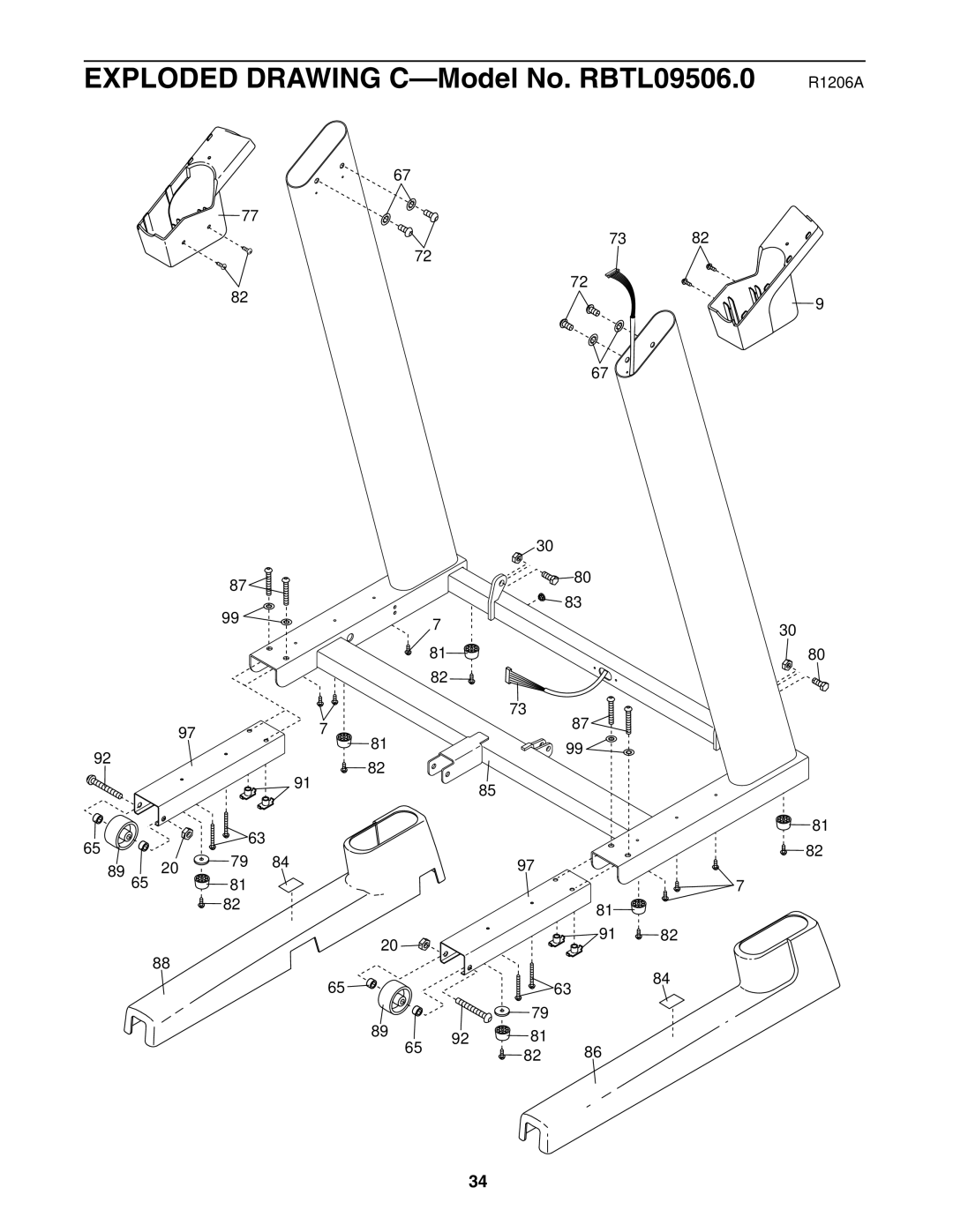 Reebok Fitness manual Exploded Drawing C-Model No. RBTL09506.0 