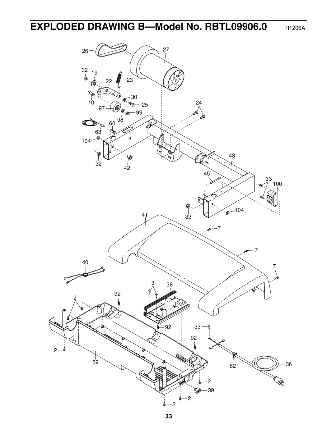 Reebok Fitness manual Exploded Drawing B-Model No. RBTL09906.0 R1206A 