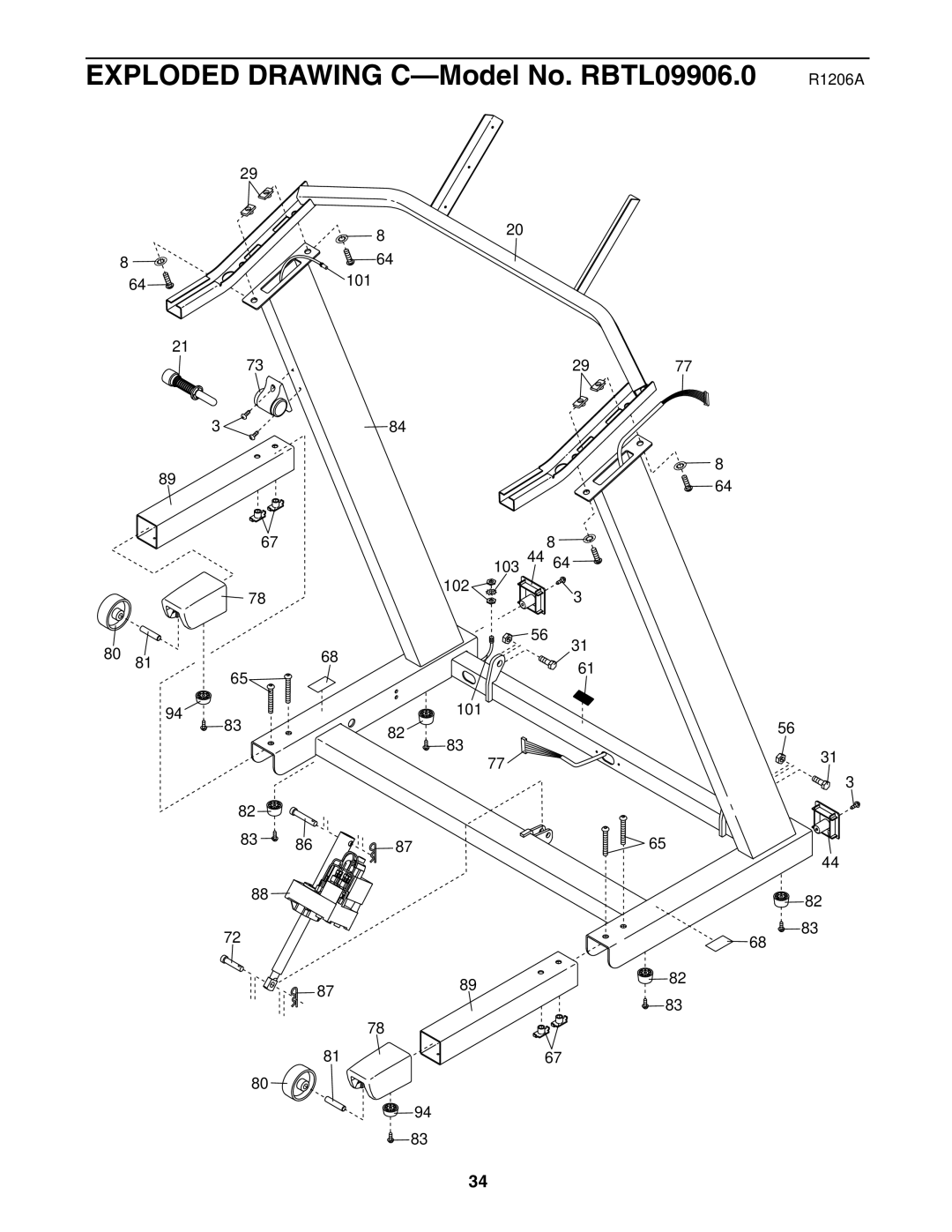 Reebok Fitness manual Exploded Drawing C-Model No. RBTL09906.0 R1206A 