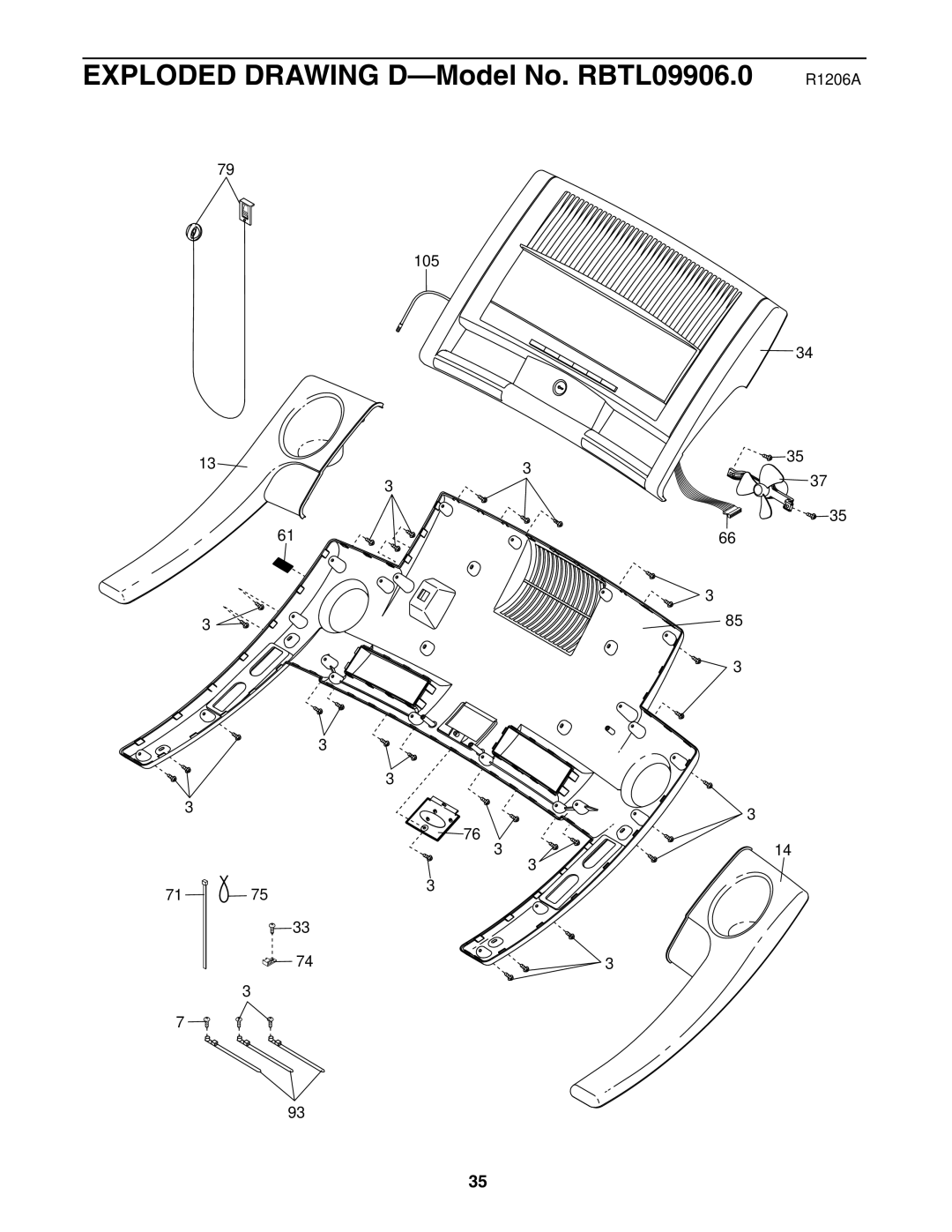 Reebok Fitness manual Exploded Drawing D-Model No. RBTL09906.0 R1206A 