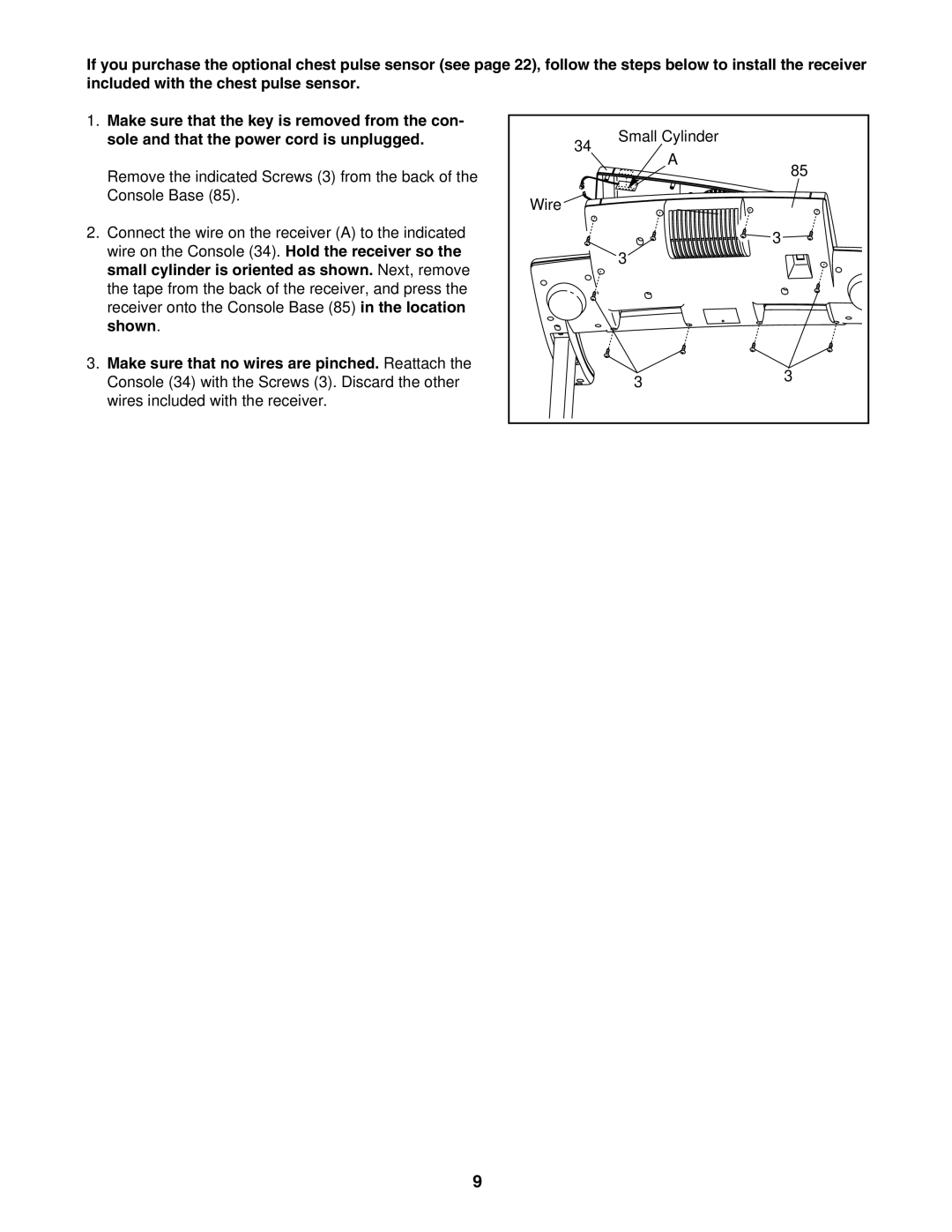 Reebok Fitness RBTL09906.0 manual Small Cylinder Wire 