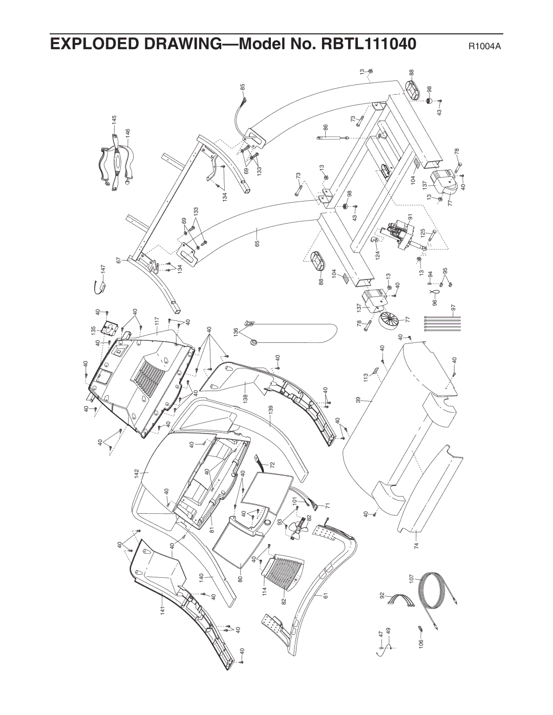 Reebok Fitness RBTL111040 manual Exploded Drawing 