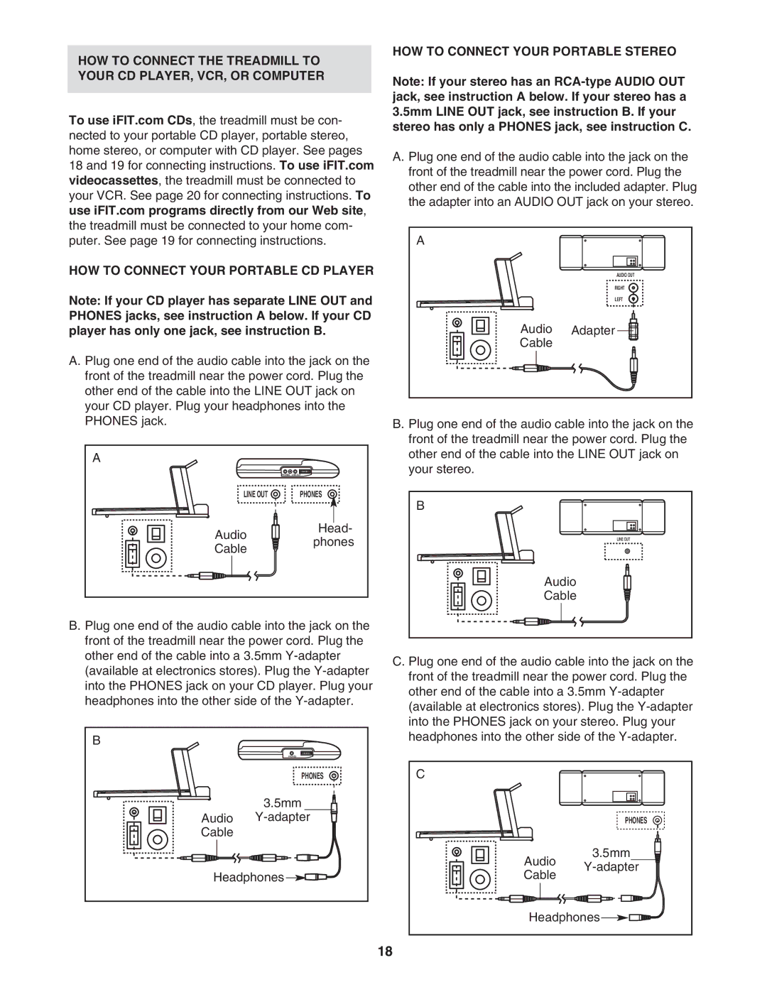 Reebok Fitness RBTL118040 manual HOW to Connect Your Portable Stereo 