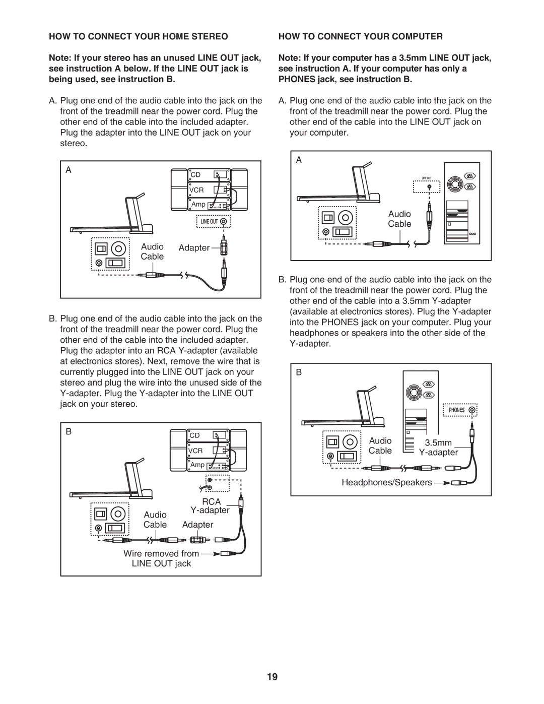 Reebok Fitness RBTL11830 manual HOW to Connect Your Home Stereo, HOW to Connect Your Computer 