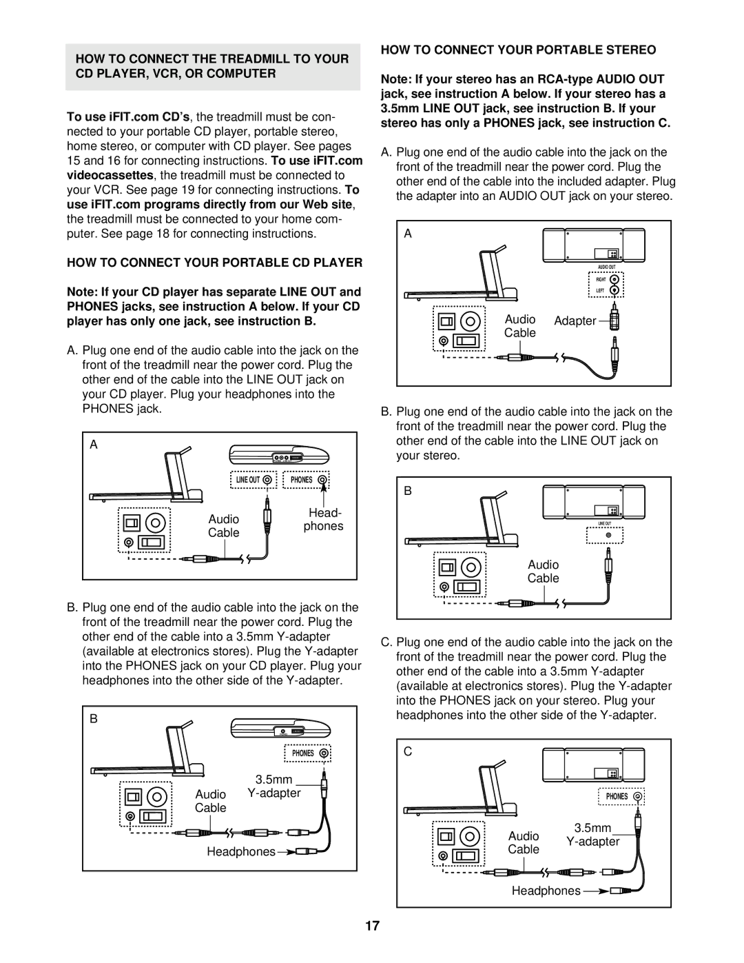 Reebok Fitness RBTL11910 manual HOW to Connect Your Portable Stereo 