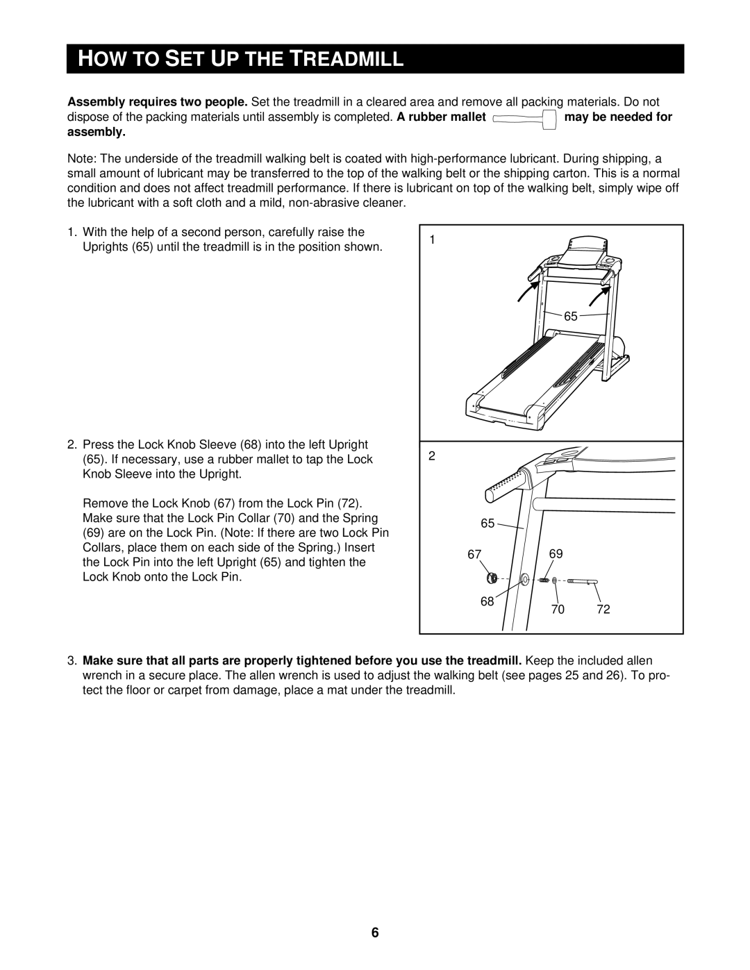 Reebok Fitness RBTL11910 manual HOW to SET UP the Treadmill 