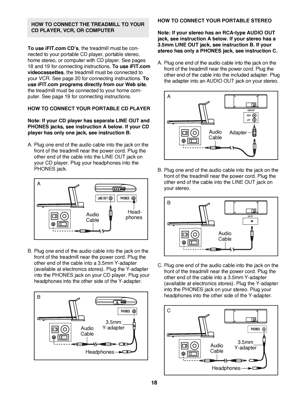 Reebok Fitness RBTL11920 manual HOW to Connect Your Portable Stereo 