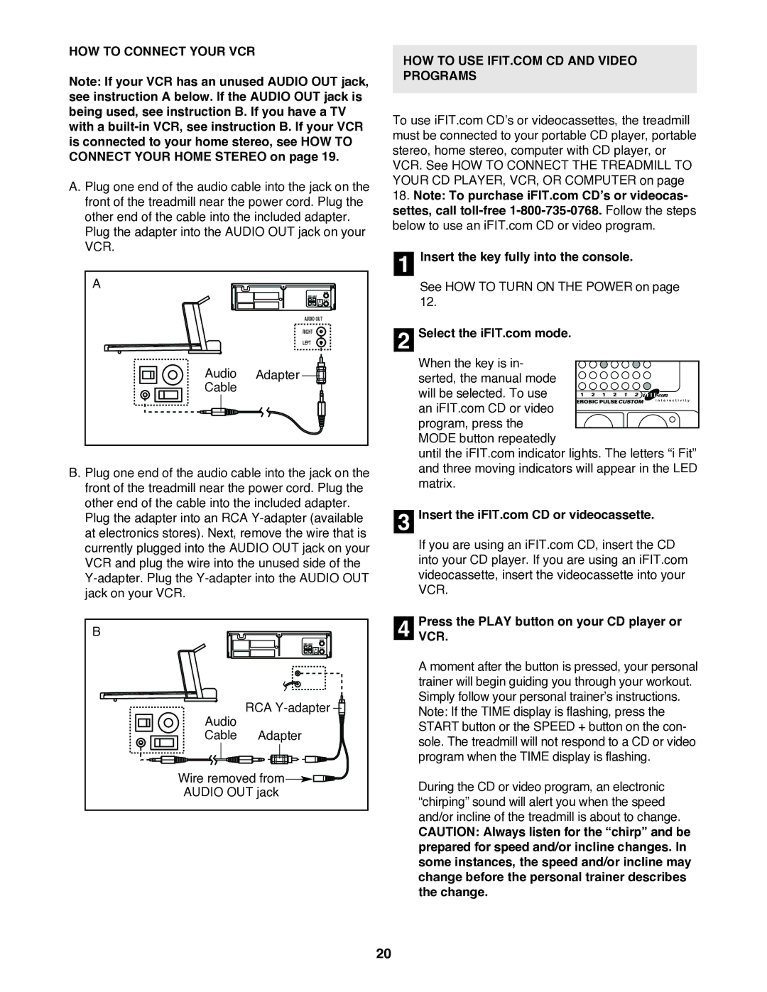 Reebok Fitness RBTL11920 manual HOW to Connect Your VCR Programs, Is connected to your home stereo, see HOW to 