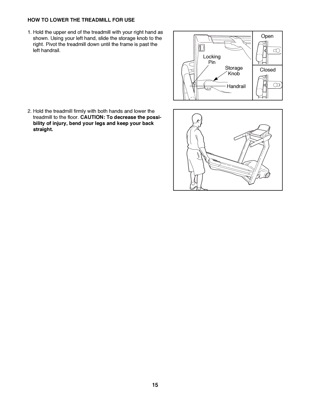 Reebok Fitness RBTL11980 manual HOW to Lower the Treadmill for USE 
