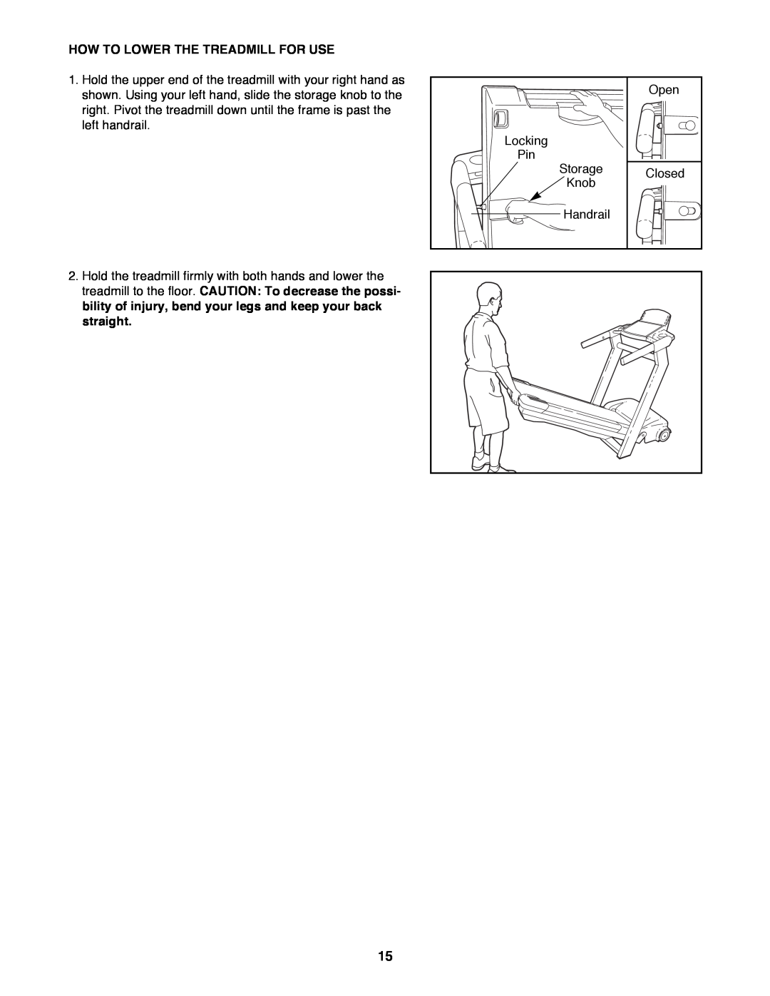 Reebok Fitness RBTL11981 manual How To Lower The Treadmill For Use 
