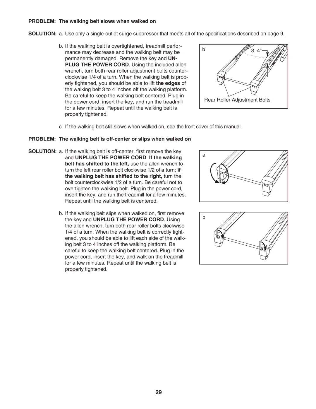 Reebok Fitness RBTL12204.0 manual Problem The walking belt slows when walked on 