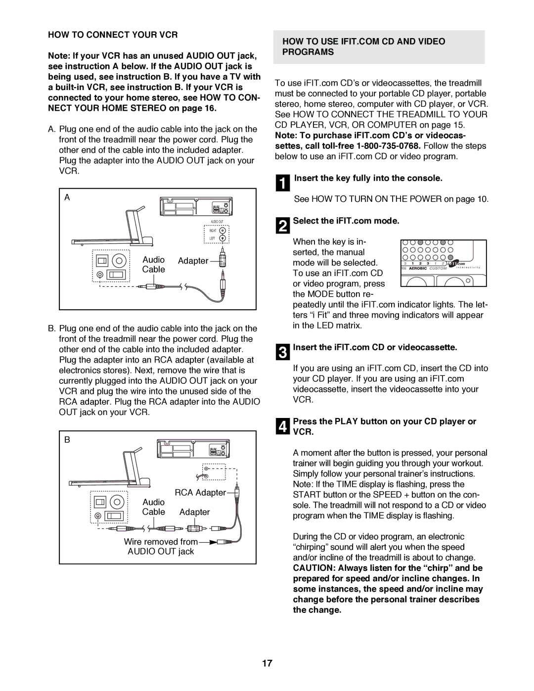 Reebok Fitness RBTL12900 manual HOW to Connect Your VCR Programs, Connected to your home stereo, see HOW to CON 