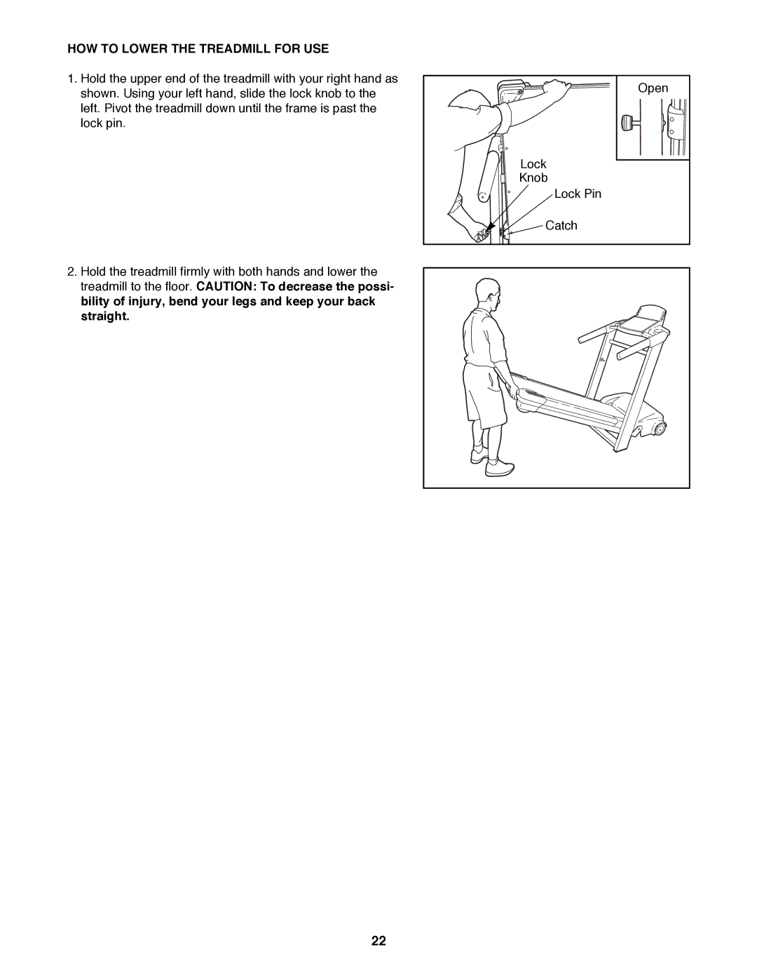 Reebok Fitness RBTL12900 manual HOW to Lower the Treadmill for USE 