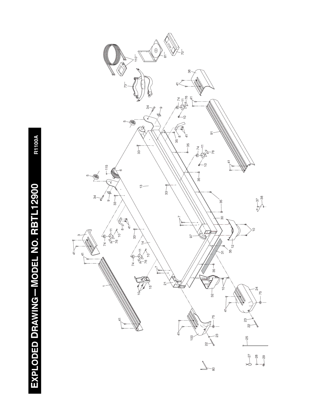 Reebok Fitness manual Exploded Drawingñmodel NO. RBTL12900 