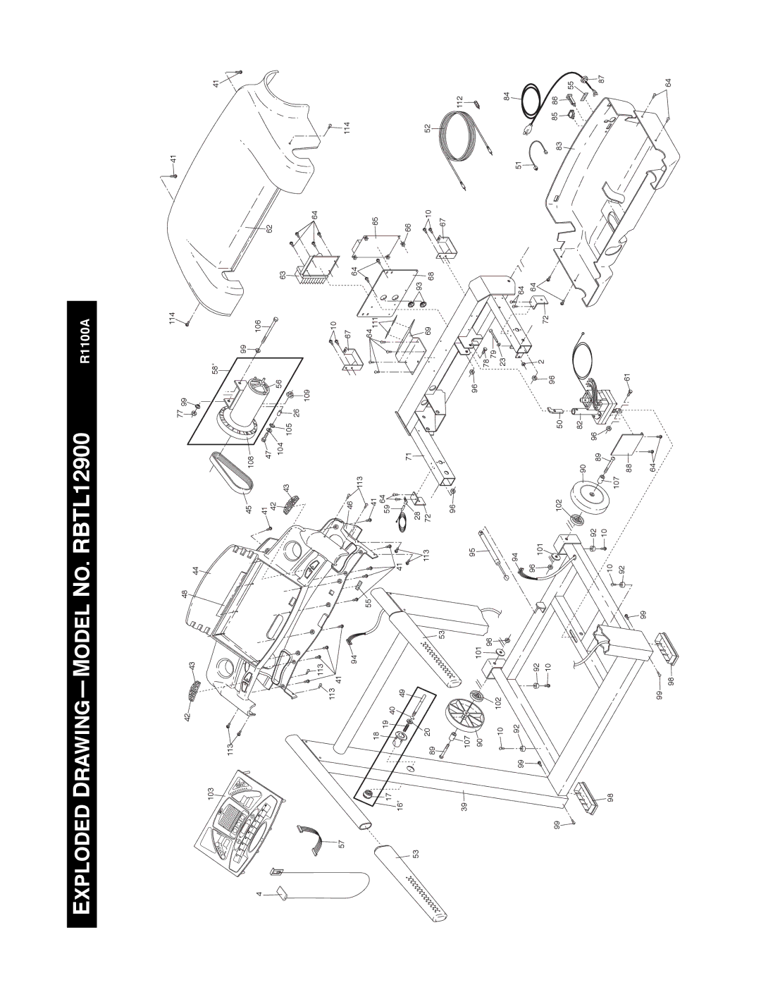 Reebok Fitness RBTL12900 manual 103 113 114 108 106 104 105 109 111 107 101 112 102 