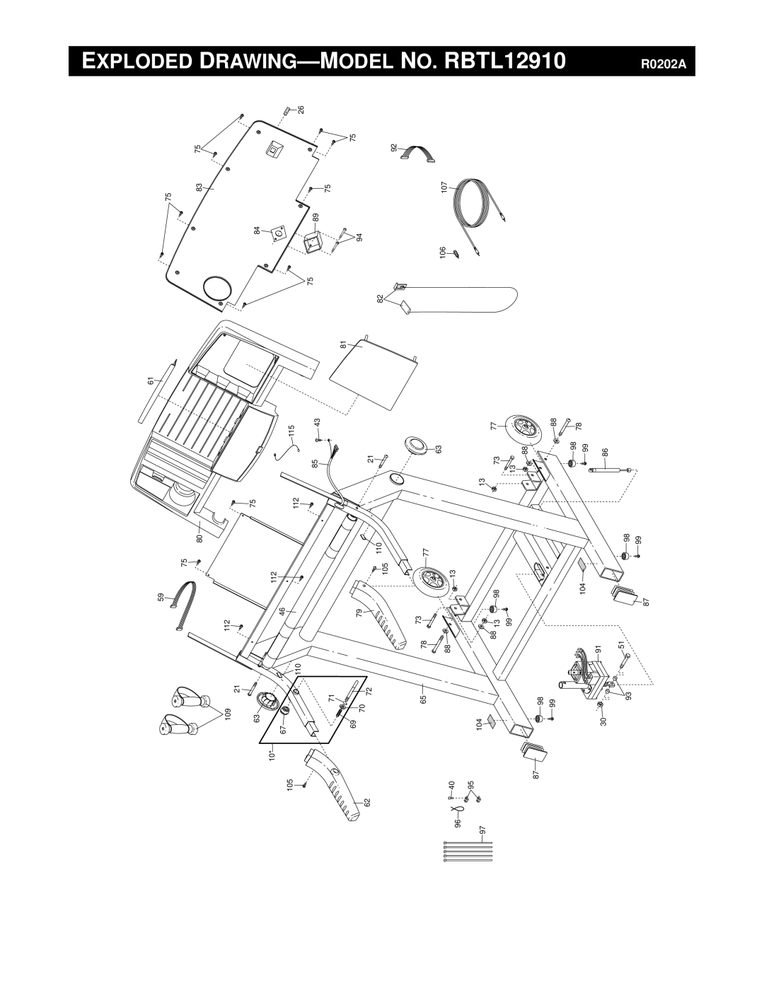 Reebok Fitness manual Exploded DRAWING-MODEL NO. RBTL12910 