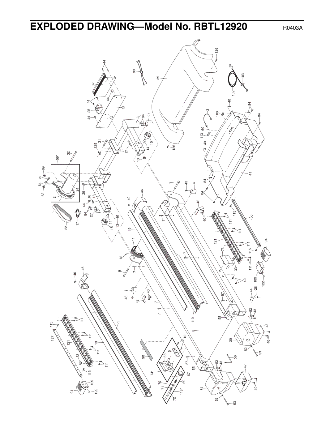 Reebok Fitness manual Exploded DRAWING-Model No. RBTL12920 