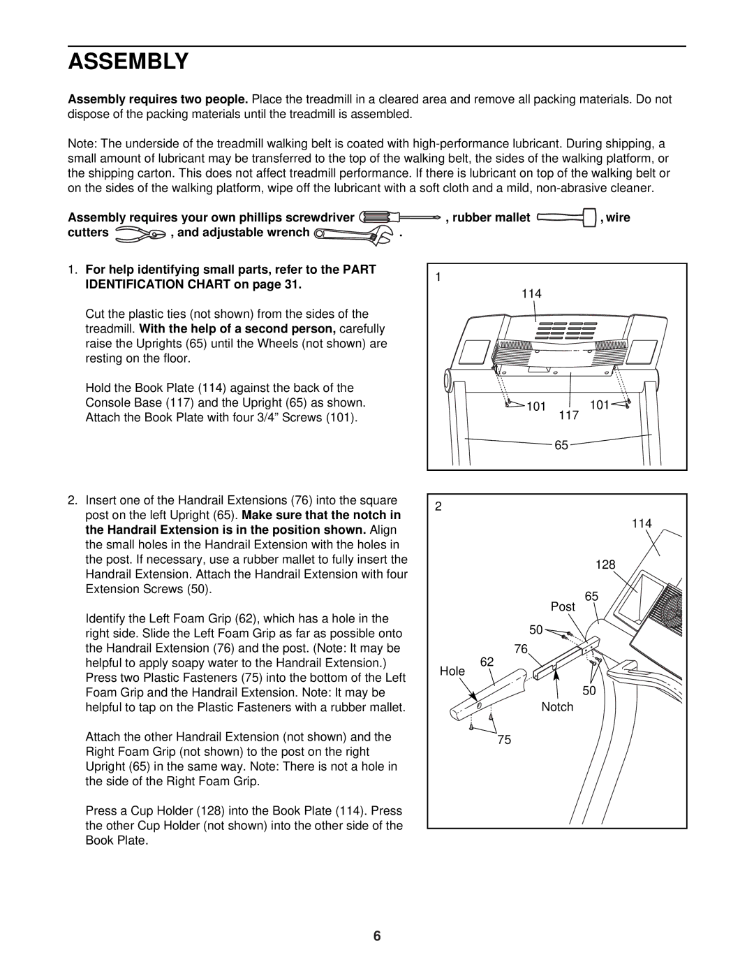 Reebok Fitness RBTL12920 manual Assembly 