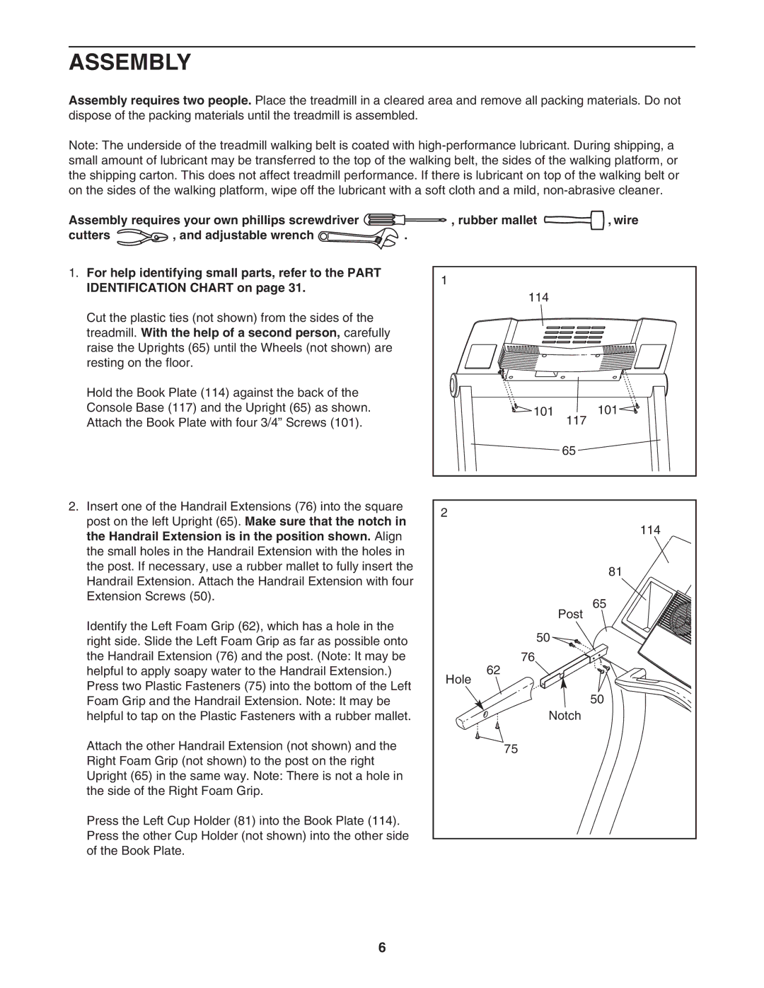 Reebok Fitness RBTL12921 manual Assembly 